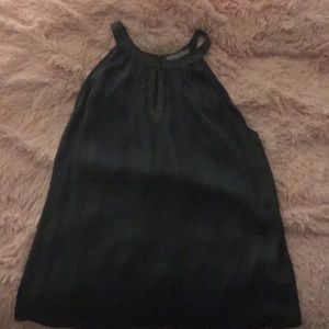 Silky grey top with beading neckline & sleeveless